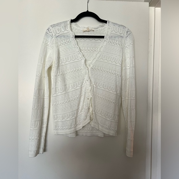 Sezane Sweaters - Sezane White Crochet Button-Front Women’s Cardigan